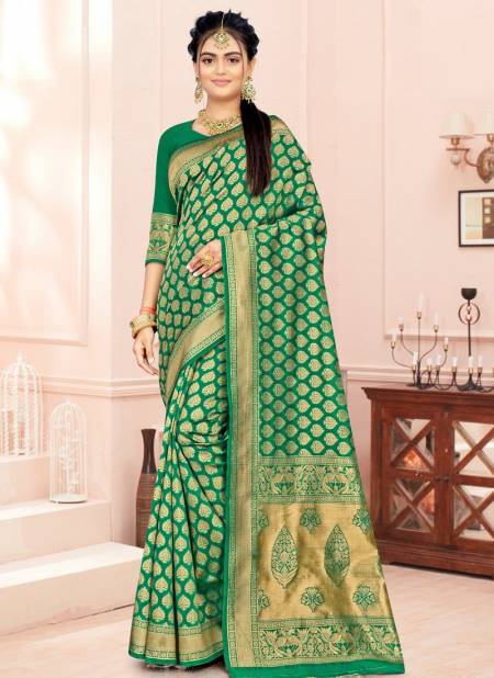 Green Colour Santraj New Festive Wear Designer Fancy Banarasi Silk Saree Collection 1022